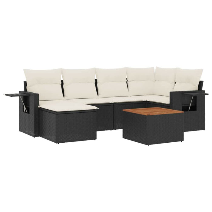 Set canapele de grădină cu perne, 7 piese, negru, poliratan - WALTI WALTI