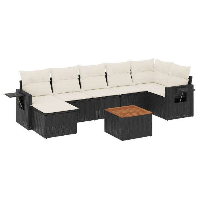 Set mobilier de grădină cu perne, 8 piese, negru, poliratan - WALTI WALTI