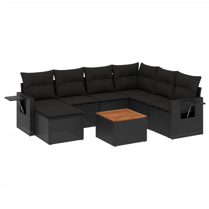 Set mobilier de grădină cu perne, 8 piese, negru, poliratan - WALTI WALTI