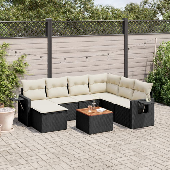 Set mobilier de grădină cu perne, 8 piese, negru, poliratan - WALTI WALTI
