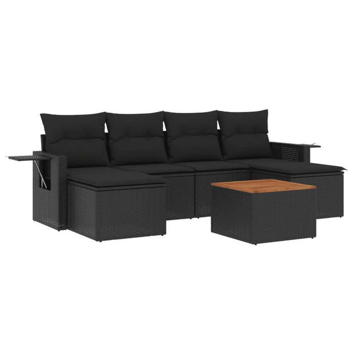 Set canapele de grădină cu perne, 7 piese, negru, poliratan - WALTI WALTI