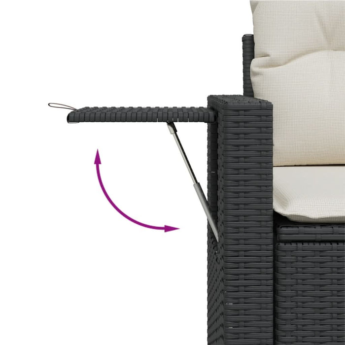 Set mobilier de grădină cu perne, 9 piese, negru, poliratan - WALTI WALTI