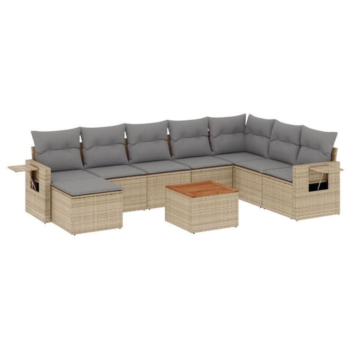Set canapele de grădină, 9 piese, cu perne, bej, poliratan - WALTI WALTI