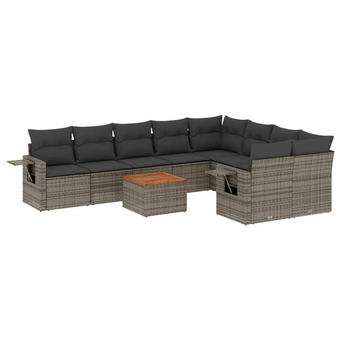 Set mobilier de grădină cu perne, 10 piese, gri, poliratan - WALTI WALTI