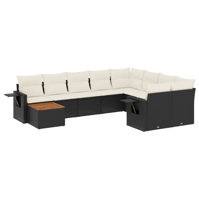 Set canapele de grădină cu perne, 10 piese, negru, poliratan - WALTI WALTI
