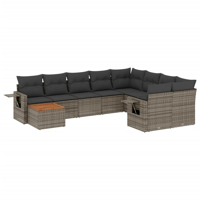 Set mobilier de grădină cu perne, 10 piese, gri, poliratan - WALTI WALTI