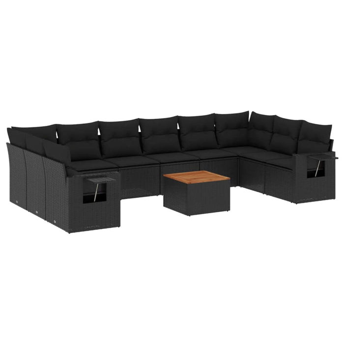 Set canapele de grădină cu perne, 11 piese, negru, poliratan - WALTI WALTI