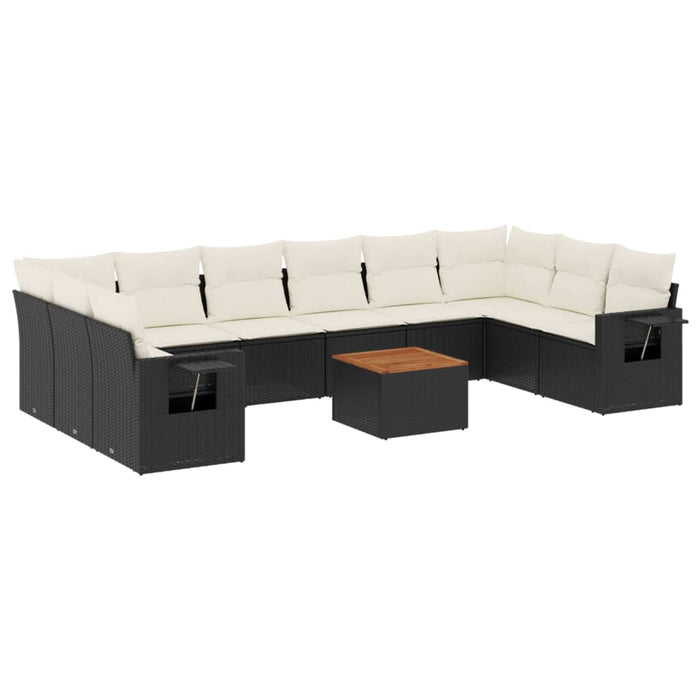 Set canapele de grădină cu perne, 11 piese, negru, poliratan - WALTI WALTI