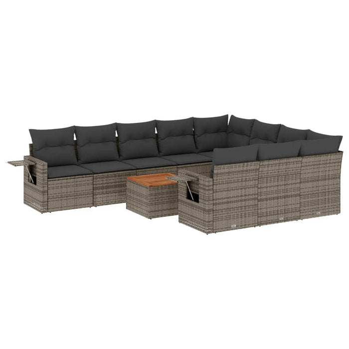 Set canapele de grădină cu perne, 11 piese, negru, poliratan - WALTI WALTI