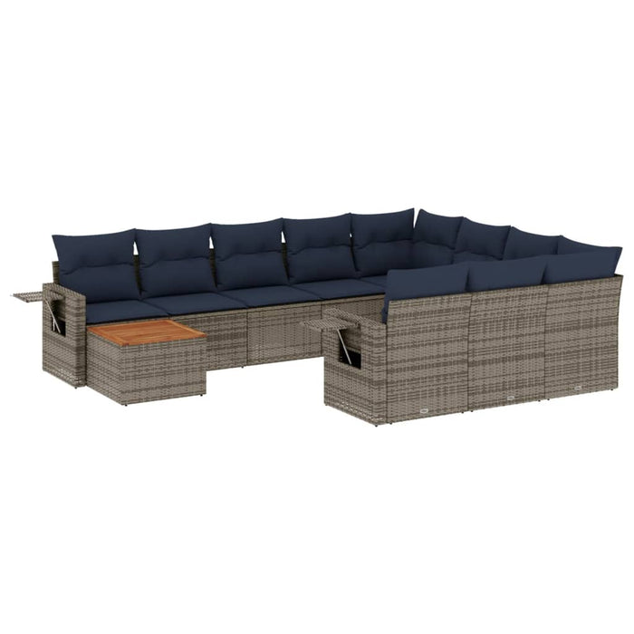 Set canapele de grădină cu 11 piese și perne, gri, poliratan WALTI