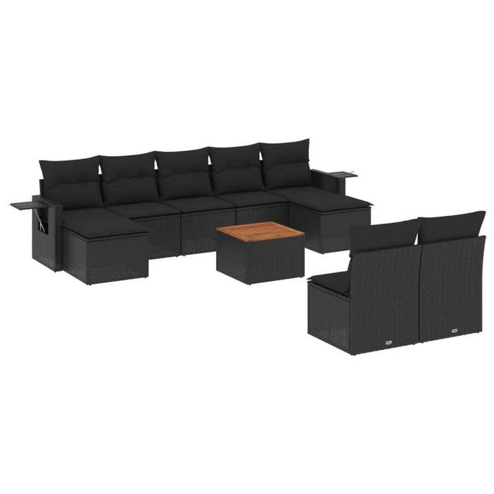 Set canapele de grădină cu perne, 10 piese, negru, poliratan - WALTI WALTI