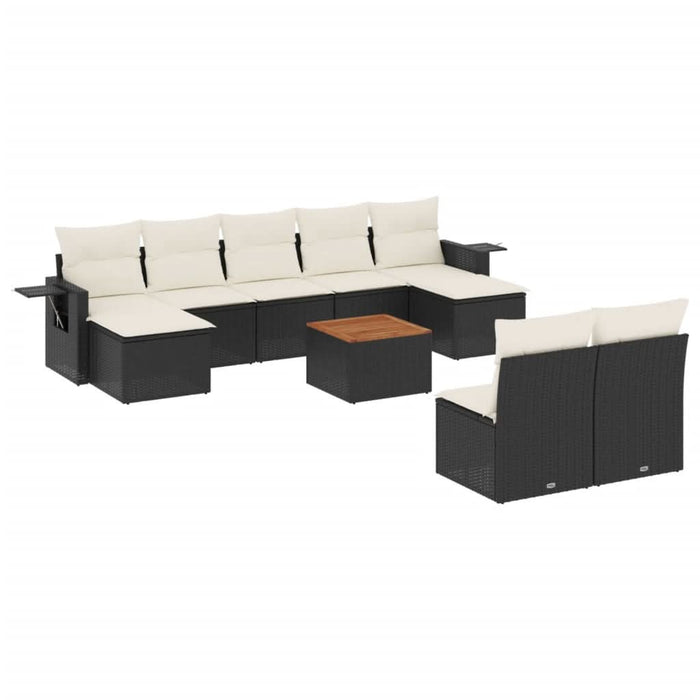 Set canapele de grădină cu perne, 10 piese, negru, poliratan - WALTI WALTI