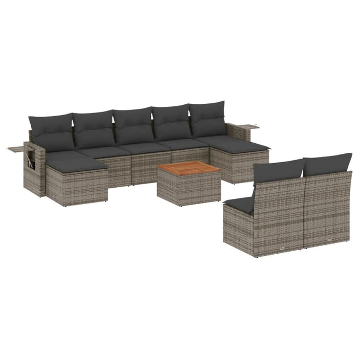 Set mobilier de grădină cu perne, 10 piese, gri, poliratan - WALTI WALTI