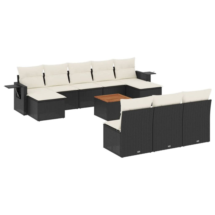 Set canapele de grădină cu perne, 11 piese, negru, poliratan - WALTI WALTI