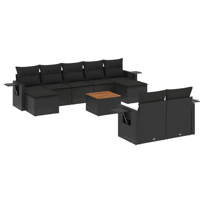 Set canapele de grădină cu perne, 10 piese, negru, poliratan - WALTI WALTI