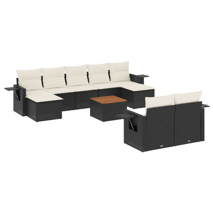 Set canapele de grădină cu perne, 10 piese, negru, poliratan - WALTI WALTI
