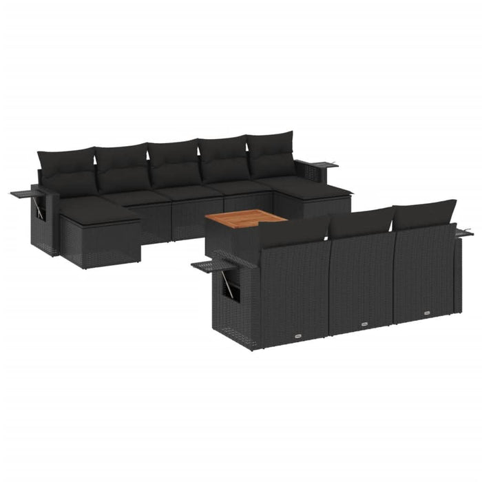 Set canapele de grădină cu perne, 11 piese, negru, poliratan - WALTI WALTI