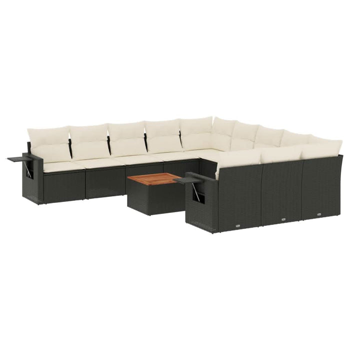 Set canapele de grădină, 12 piese, cu perne, negru, poliratan - WALTI WALTI