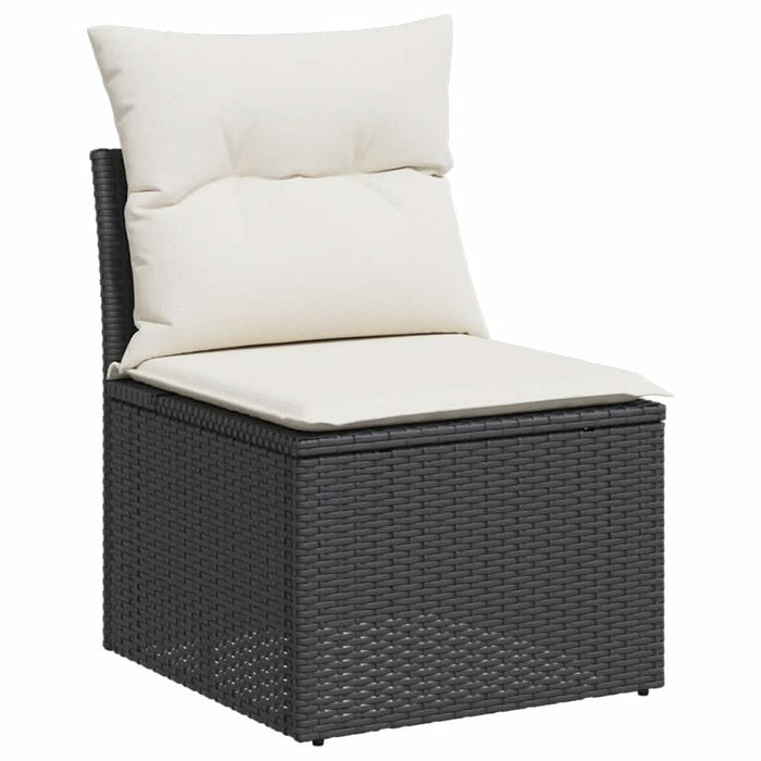 Set mobilier de grădină cu perne, 13 piese, negru, poliratan - WALTI WALTI