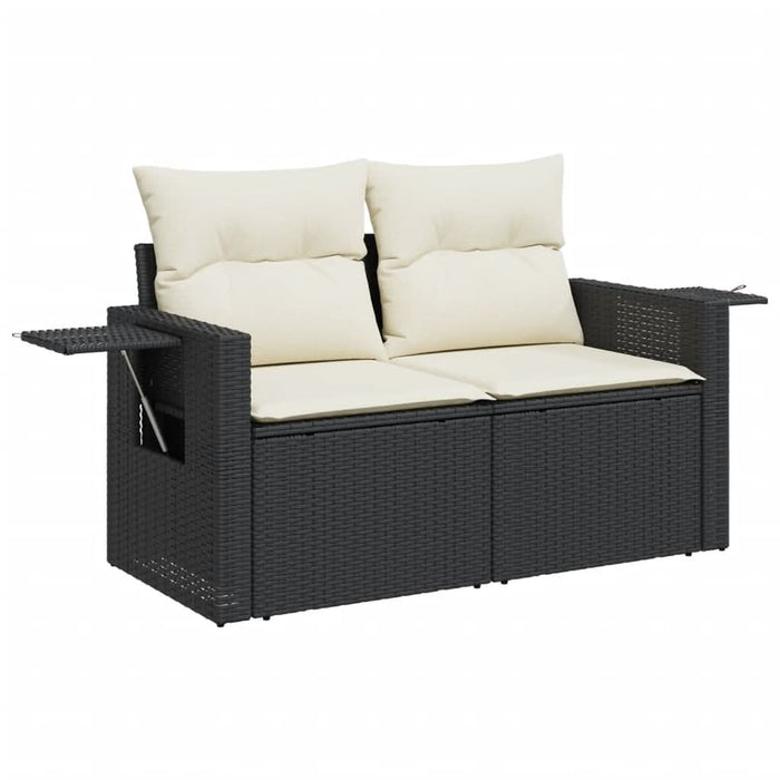 Set mobilier de grădină cu perne, 14 piese, negru, poliratan - WALTI WALTI