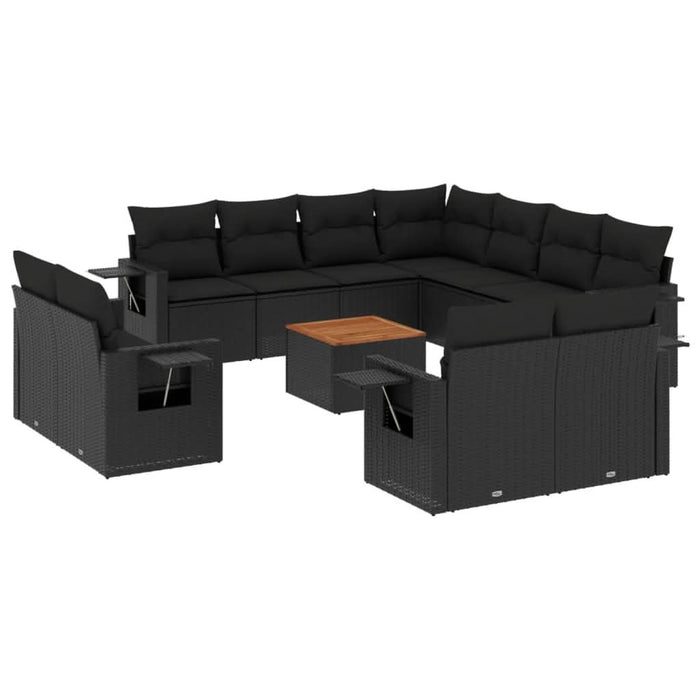 Set canapele de grădină, 12 piese, cu perne, negru, poliratan - WALTI WALTI