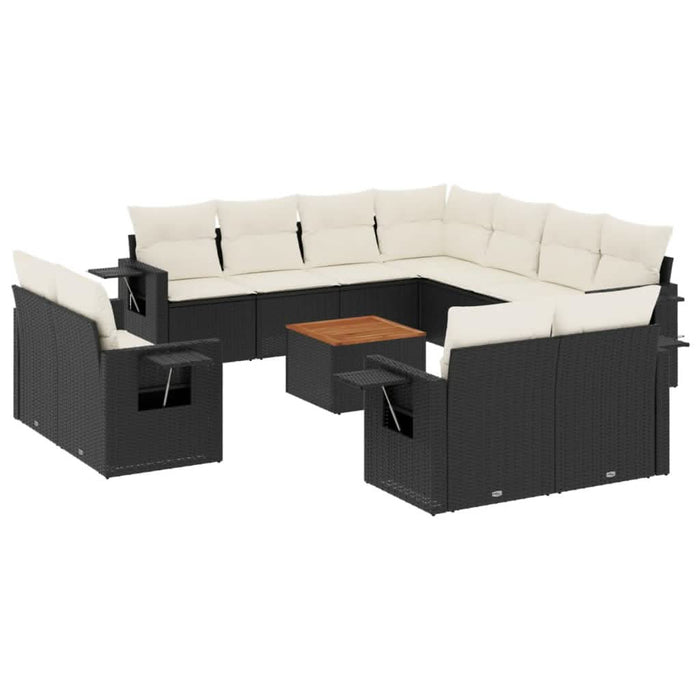 Set canapele de grădină, 12 piese, cu perne, negru, poliratan - WALTI WALTI