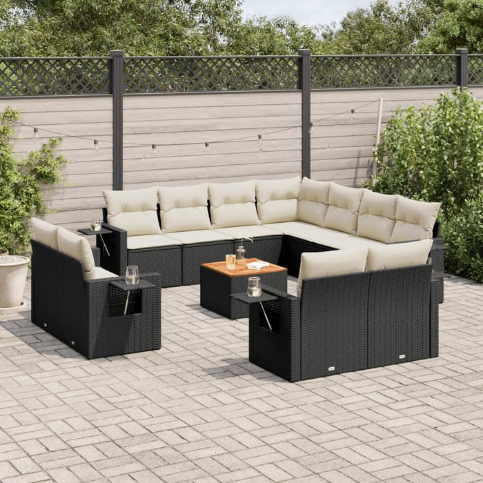 Set canapele de grădină, 12 piese, cu perne, negru, poliratan - WALTI WALTI