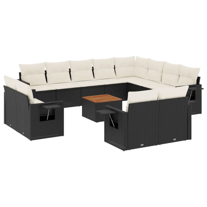 Set mobilier de grădină cu perne, 13 piese, negru, poliratan - WALTI WALTI