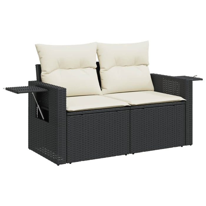 Set mobilier de grădină cu perne, 14 piese, negru, poliratan - WALTI WALTI