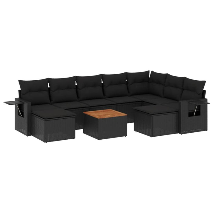 Set canapele de grădină cu perne, 10 piese, negru, poliratan - WALTI WALTI