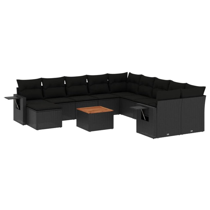 Set canapele de grădină, 12 piese, cu perne, negru, poliratan - WALTI WALTI