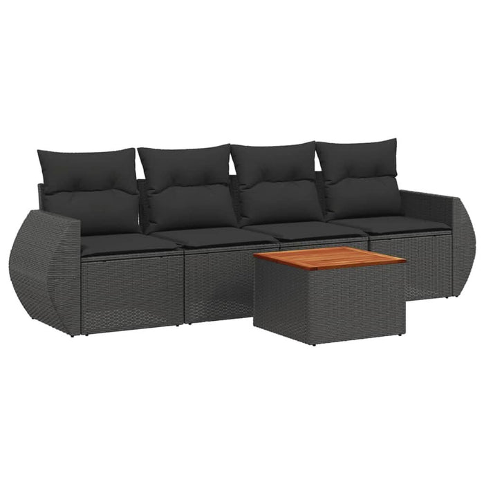 Set mobilier de grădină cu perne, 5 piese, negru, poliratan - WALTI WALTI