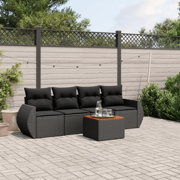 Set mobilier de grădină cu perne, 5 piese, negru, poliratan - WALTI WALTI