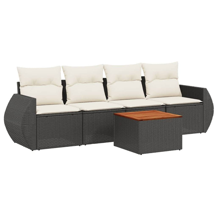 Set mobilier de grădină cu perne, 5 piese, negru, poliratan - WALTI WALTI