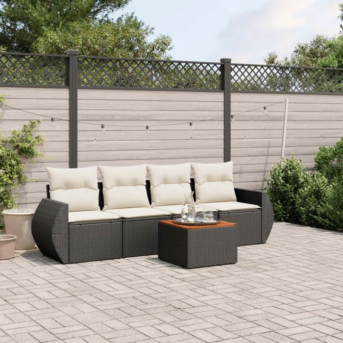 Set mobilier de grădină cu perne, 5 piese, negru, poliratan - WALTI WALTI