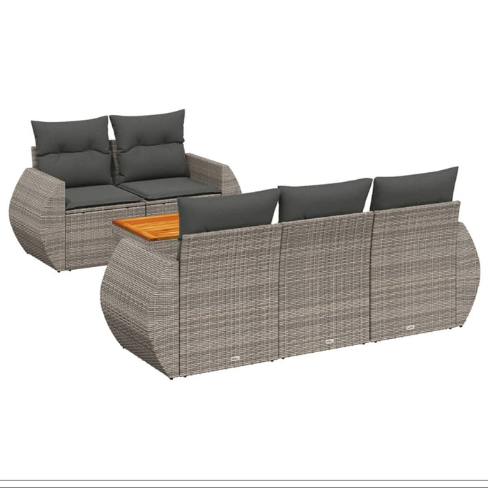 Set mobilier grădină cu perne, 6 piese, gri, poliratan - WALTI WALTI