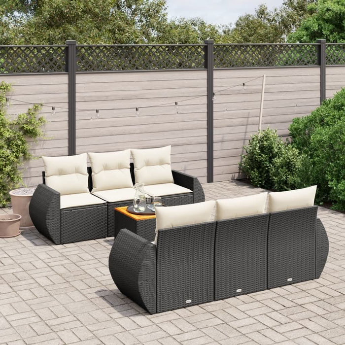 Set canapele de grădină cu perne, 7 piese, negru, poliratan - WALTI WALTI