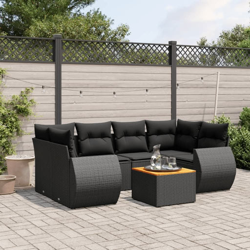 Set canapele de grădină cu perne, 7 piese, negru, poliratan - WALTI WALTI