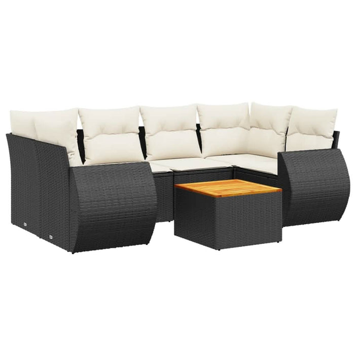 Set canapele de grădină cu perne, 7 piese, negru, poliratan - WALTI WALTI