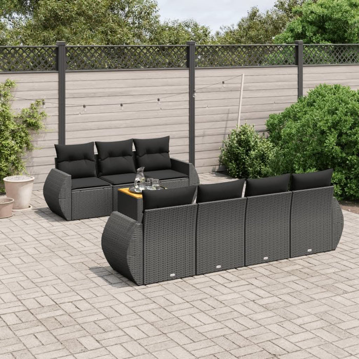 Set mobilier de grădină cu perne, 8 piese, negru, poliratan - WALTI WALTI