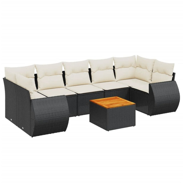 Set mobilier de grădină cu perne, 8 piese, negru, poliratan - WALTI WALTI