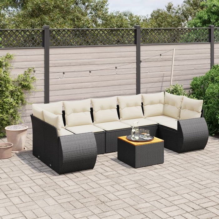 Set mobilier de grădină cu perne, 8 piese, negru, poliratan - WALTI WALTI