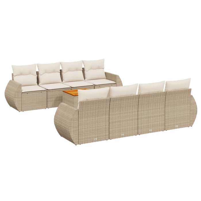Set canapele de grădină, 9 piese, cu perne, bej, poliratan - WALTI WALTI