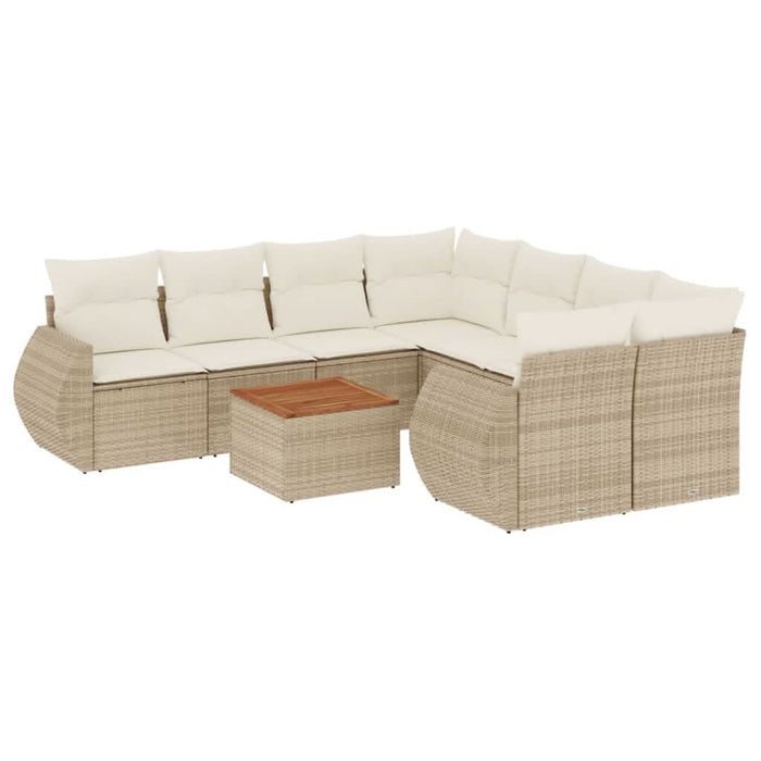 Set canapele de grădină, 9 piese, cu perne, bej, poliratan - WALTI WALTI
