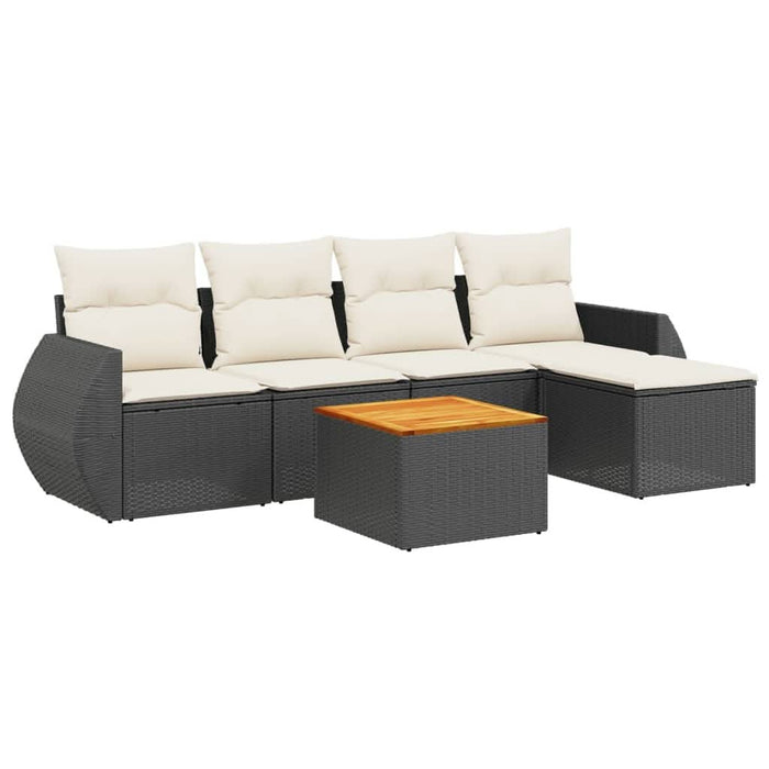 Set mobilier de grădină cu perne, 6 piese, negru, poliratan - WALTI WALTI