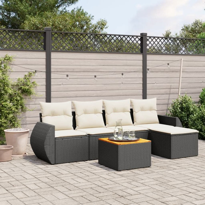 Set mobilier de grădină cu perne, 6 piese, negru, poliratan - WALTI WALTI