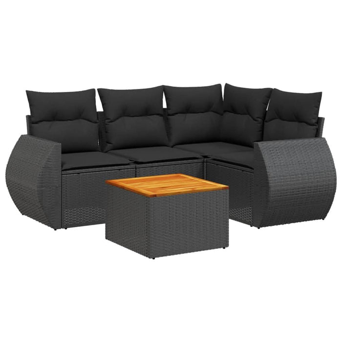 Set mobilier de grădină cu perne, 5 piese, negru, poliratan - WALTI WALTI