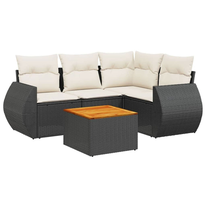Set mobilier de grădină cu perne, 5 piese, negru, poliratan - WALTI WALTI