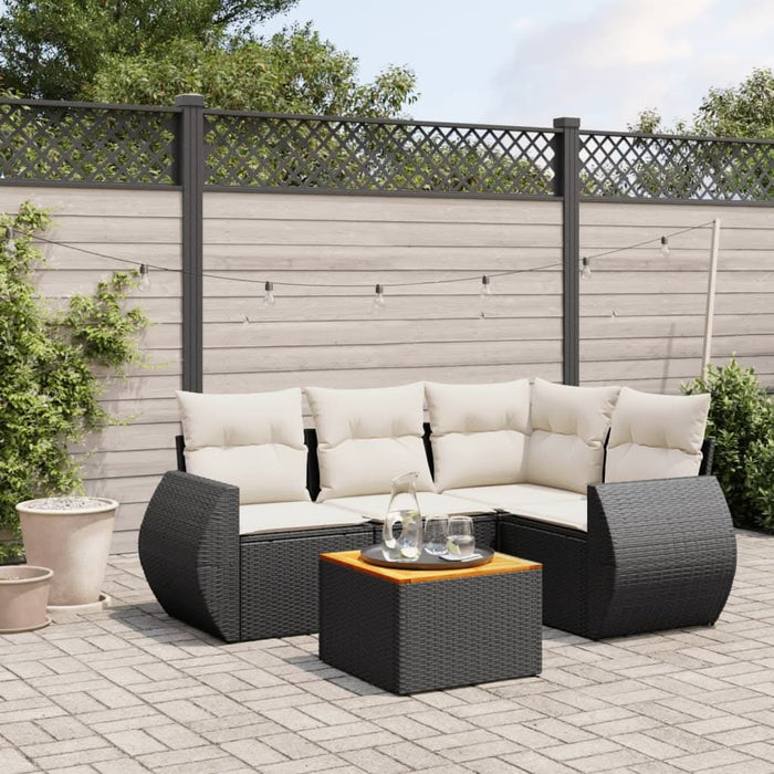 Set mobilier de grădină cu perne, 5 piese, negru, poliratan - WALTI WALTI