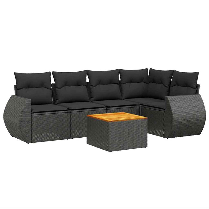 Set mobilier de grădină cu perne, 6 piese, negru, poliratan - WALTI WALTI